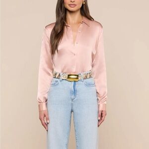 L'AGENCE Tyler Silk Blouse in Misty Rose